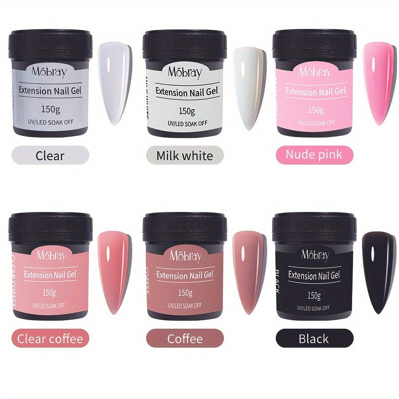 Nails
Möbray Extension Nail Gel - 6 Colors, 150g, UV/LED Soak Off, Low Allergenic, Paraben-Free