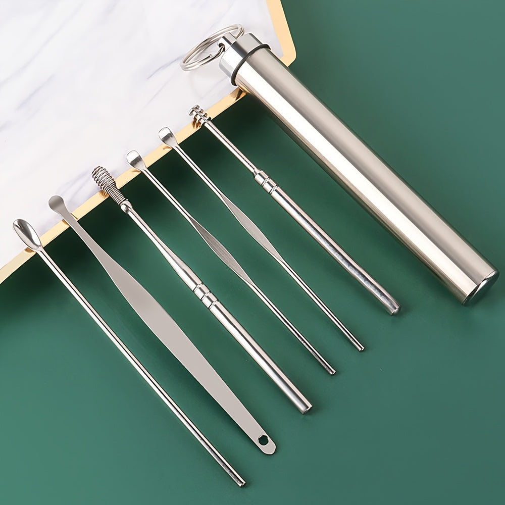 Oral Care
6 Pcs Stainless Steel Ear Pick Ear Pick Ear Pick Tool Set Portable Spiral Spring Ear Cleaning