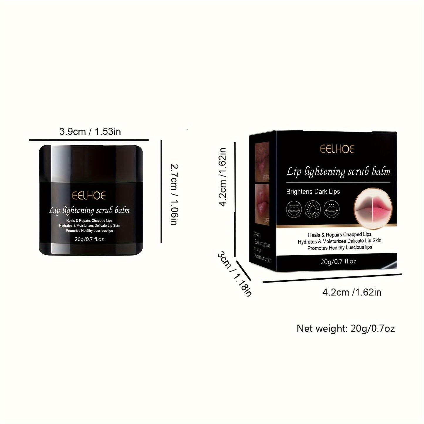 Personal Care
20g Black Lip Scrub - Exfoliating, Fade Lines, Dull Repair, Moisturizing, Anti-Cracking Lip Balm Jelly for Pink Lips Care Dark Lip Corrector