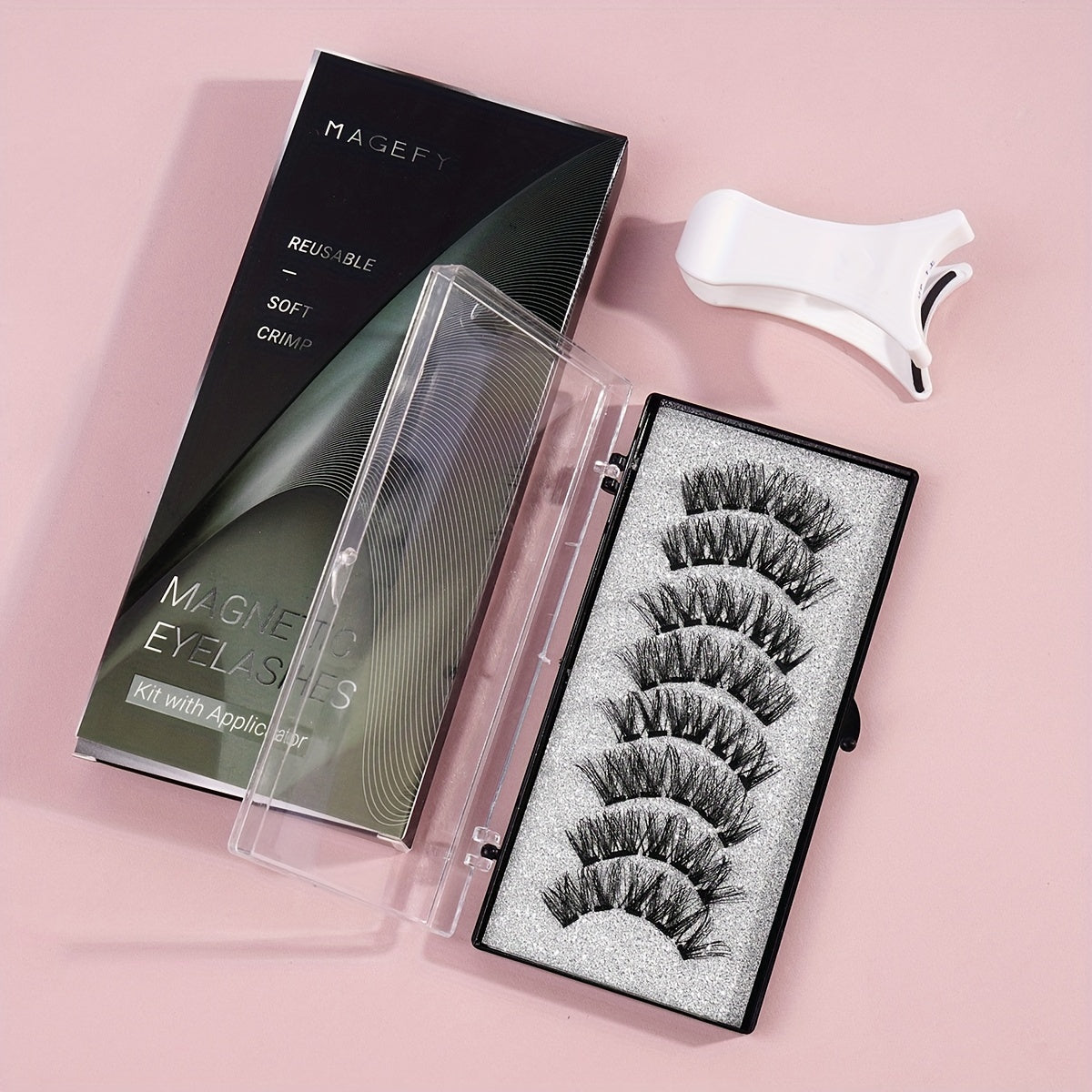 False Eyelashes
Magefy 2pcs Magnetic Eyelashes With Applicator - Easy To Wear & Remove, Natural Full Look, Perfect For Daily Use & Parties