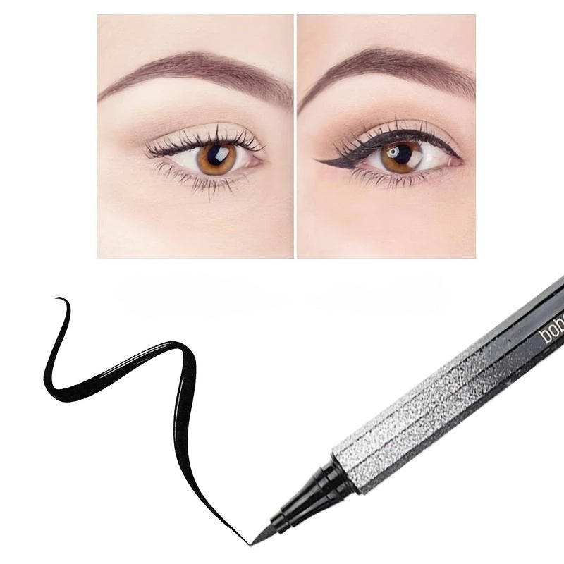 Makeup 1pc Long-Lasting Waterproof Black Starry Sky Eyeliner Pen with Sponge Tip - Smooth and Quick-Drying for Beautiful Eye Makeup