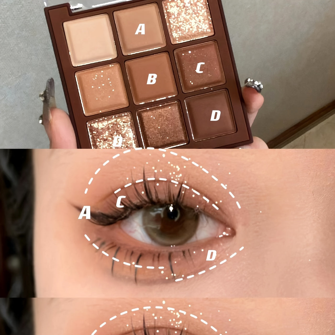 Makeup 9 Colors Chocolate Eyeshadow Palette Natural Nude Matte Shimmer Glitter Finish Eyeshadow Palette Set Waterproof Smokey Professional Beauty Makeup Kit Sweat Proof Brown Color Tone