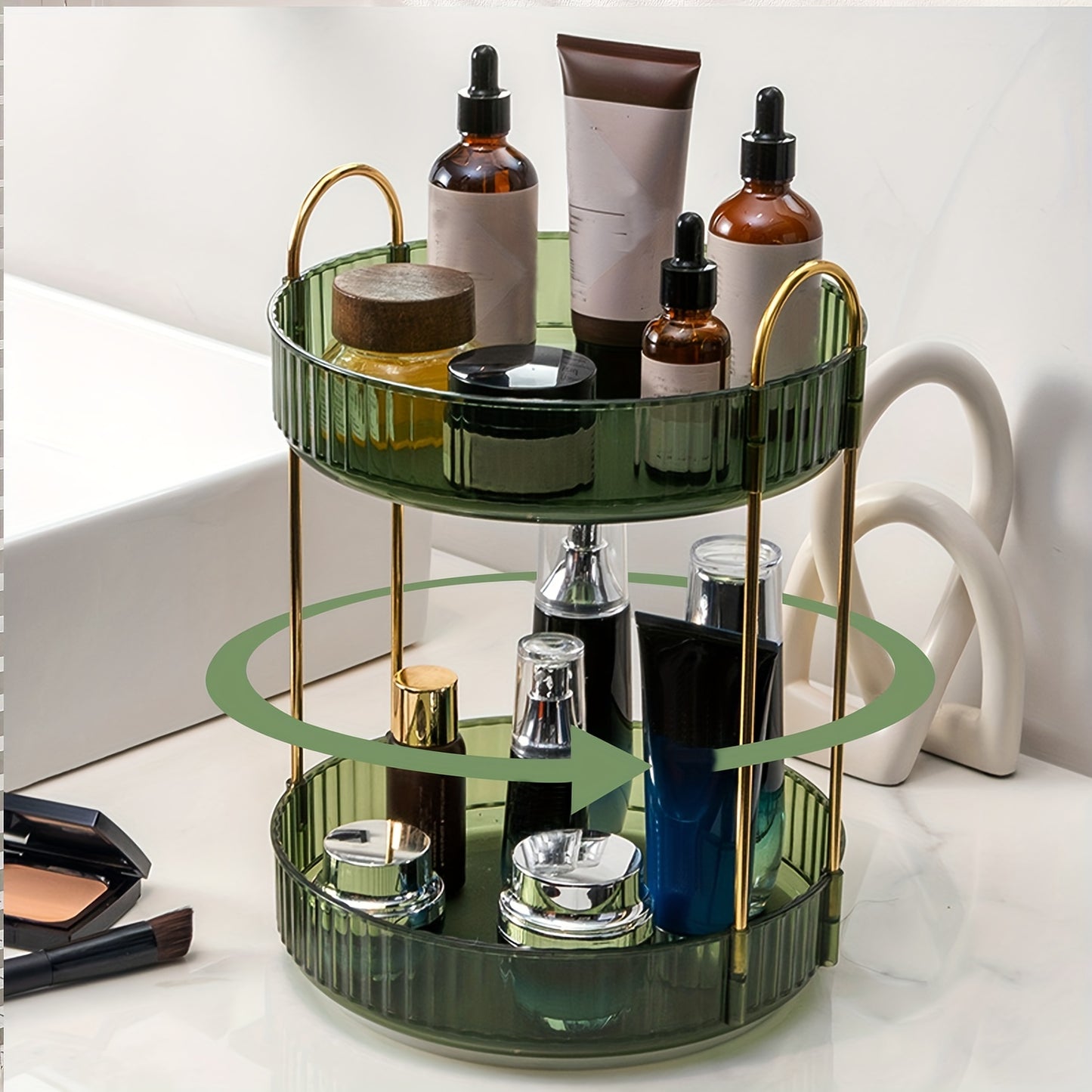 Makeup bags & Storage
360° Rotating Shelving Makeup Organizer - DIY Adjustable Carousel Spinning Holder Rack - Large Capacity Cosmetic Storage Box