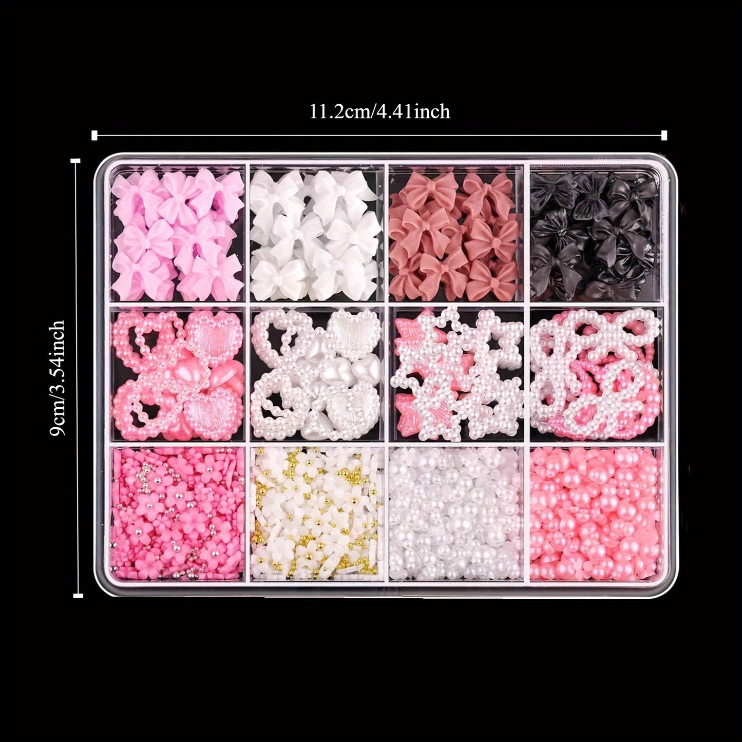 Nails
Kawaii Nail Art Charm Set With Tools, 3D Decorations, Assorted Faux Pearl Bows, Hearts, Stars, Moons, Cute Flowers For DIY Manicure Designs, Includes Pickup Tool