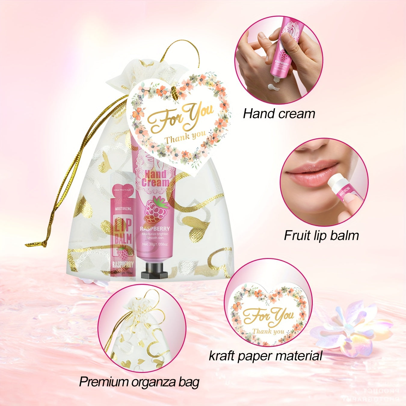 Personal Care
30pcs Souvenir Gift Sets, Lip Balm Sets, And Hand Cream Sets, Gifts For Women, Mother's Day Gifts, With Heart-shaped Bags