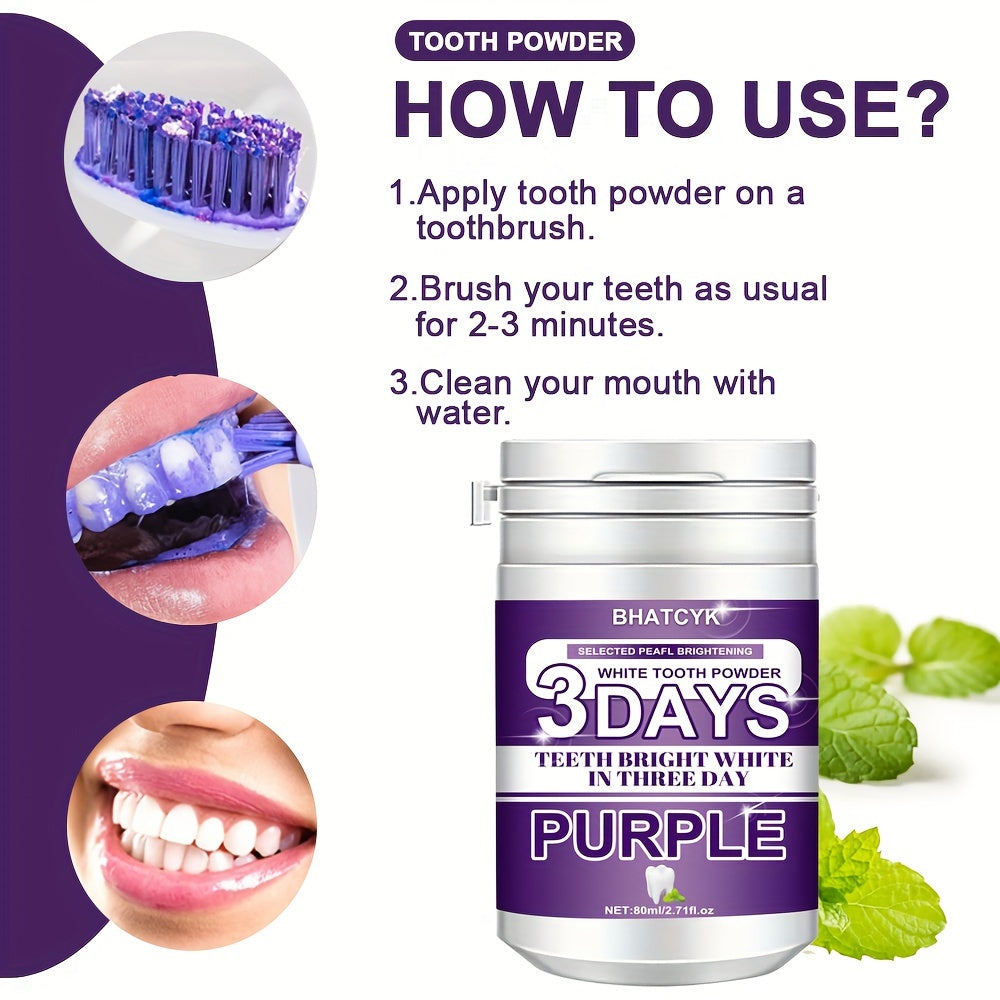 Oral Care
Purple Teeth Whitening Powder, Deep Cleaning Formula, Fresh Mint Flavor For Daily Oral Care, Travel Size