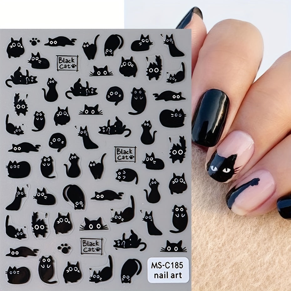 Nails
2pcs Cute 3D Black Cat Nail Art Stickers - Kawaii Cartoon Animal Decals For Diy Manicure, Hypoallergenic & Sparkle Finish Hello Kitty Nail Stickers Cat Nail Stickers