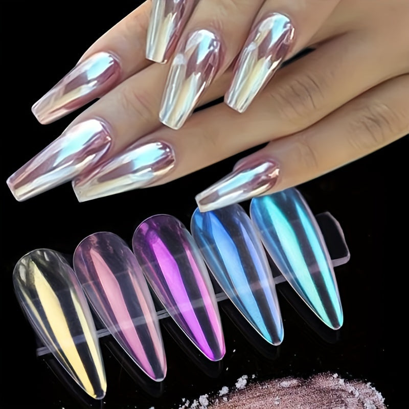 Nails
5 Bottle/set Mirror Nail Powder Pearl Gradient Metallic Effect Laser Dust UV Gel Polish Nail Art Aurora Shiny Pigment Decoration