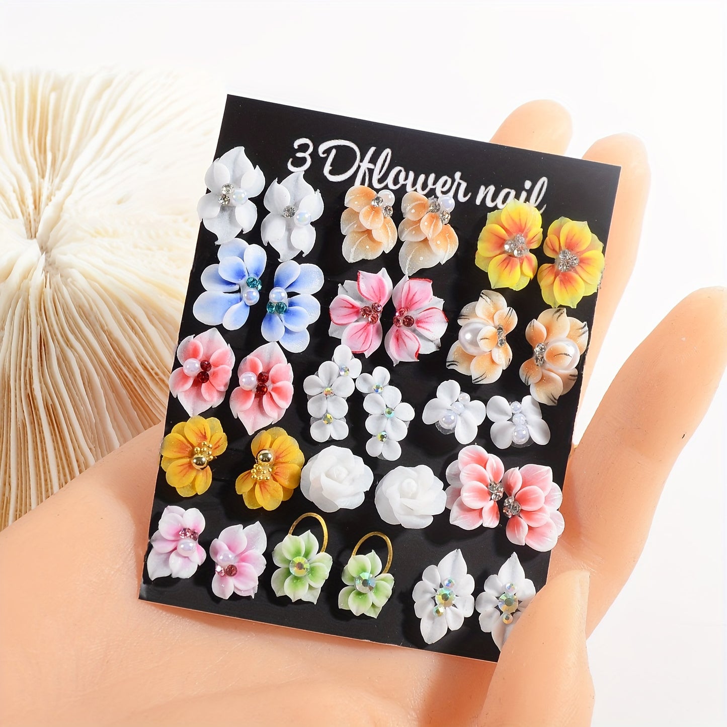 Nails
30 Pieces of 3D Flower Nail Art Charm Handmade Acrylic Flowers, Mixing 15 Designs of Summer Flower Nail Water Drops Crystal Acrylic Flower Nail Art Charm for Women's Nail Decoration Gift - No Fragrance