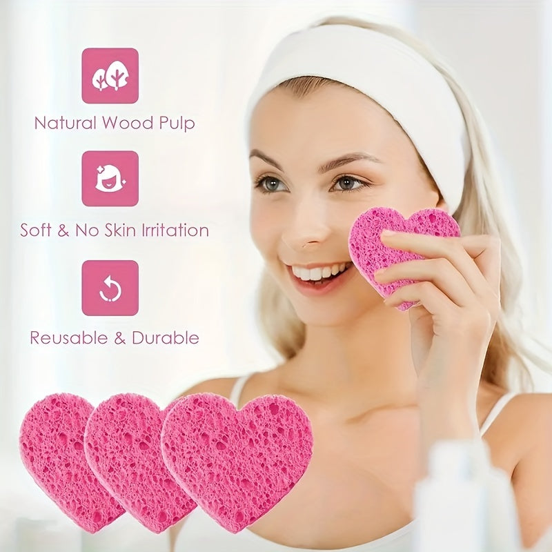 Facial care
50 Pieces Heart-Shaped Facial Sponges With Container - Natural Sponge Pads For Washing, Cleansing, Exfoliating, And Makeup Removal