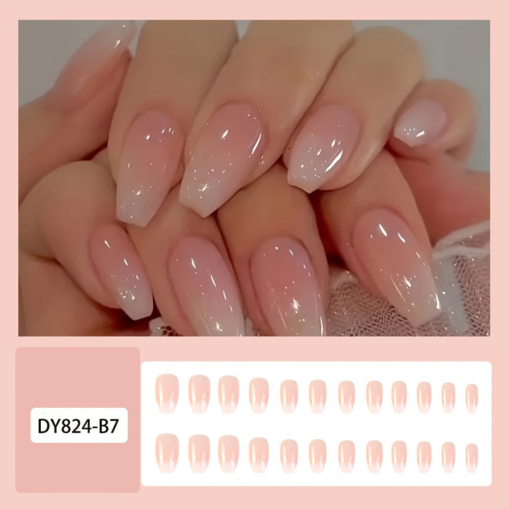 Nails
"Charming Coffin" 24pcs Set Of Chic Pink Gradient Press-On Nails - Glossy Short Coffin Shape, Ballet Style Fake Nails For Women & Girls Press On Nails For Women Coffin Short Coffin Press On Nails For Women