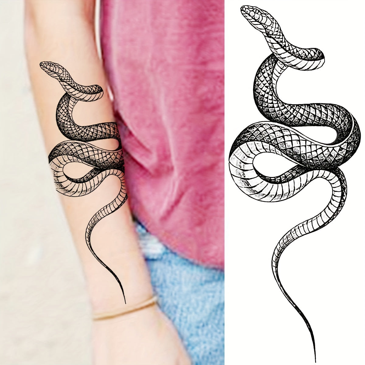 Temporary Tattoos
1 Sheet 3D Snake Temporary Tattoos For Women Arm Legs, Waterproof Serpent Fake Tattoo Sticker, Realistic Body Art