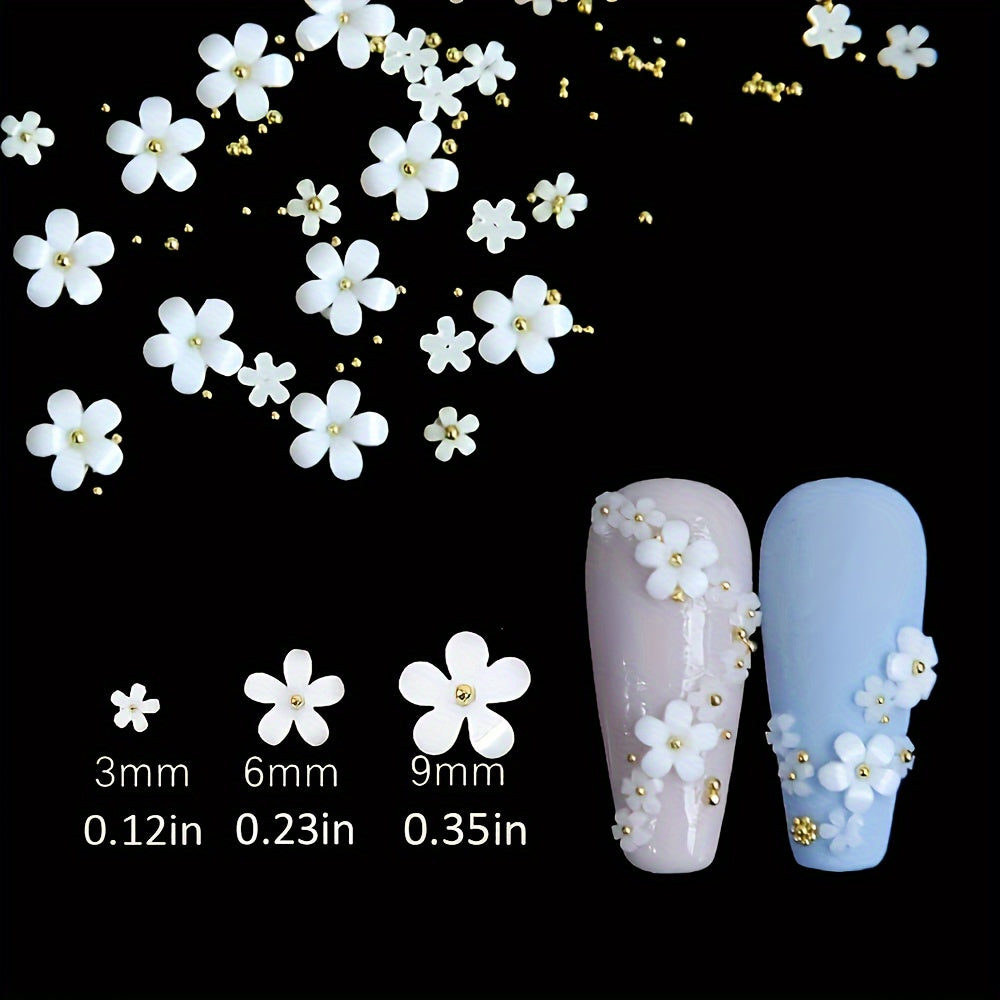 Nails
Luxurious 3D Flower Nail Charms: White Golden Rhinestones & Pearls for Acrylic Nails - Nail Accessories for Women and Girls - Nail Decorations