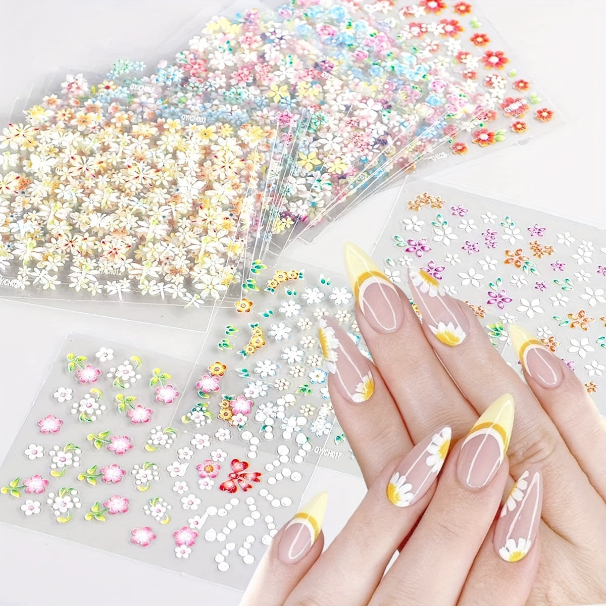 Nails
10/30 Sheets Nail Art 3D Stickers, Colorful Flowers, 3D Self Adhesive, Colorful Daisy Floral Bow Tie Heart Butterfly Design Shiny Decal