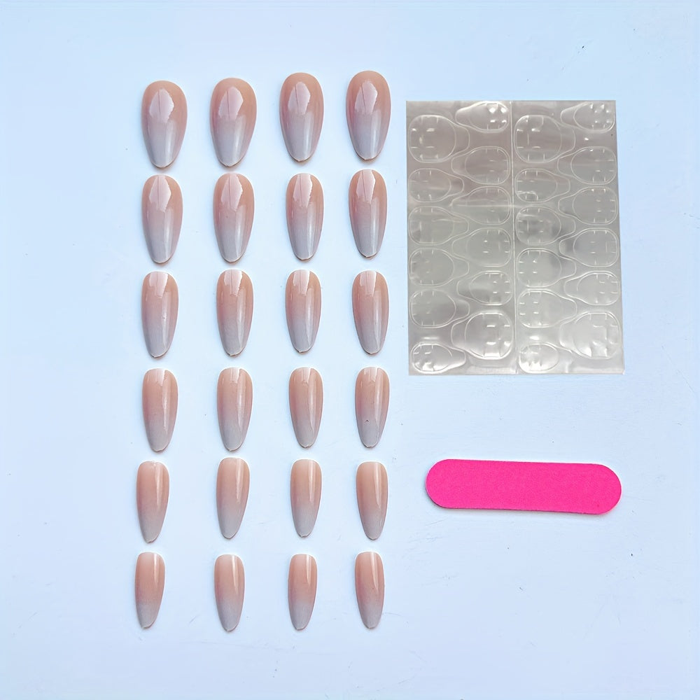 Nails
24pcs Glossy Long Almond Fake Nails, Nude White Gradient Press On Nails, Tender False Nails For Women Girls - Daily Wear