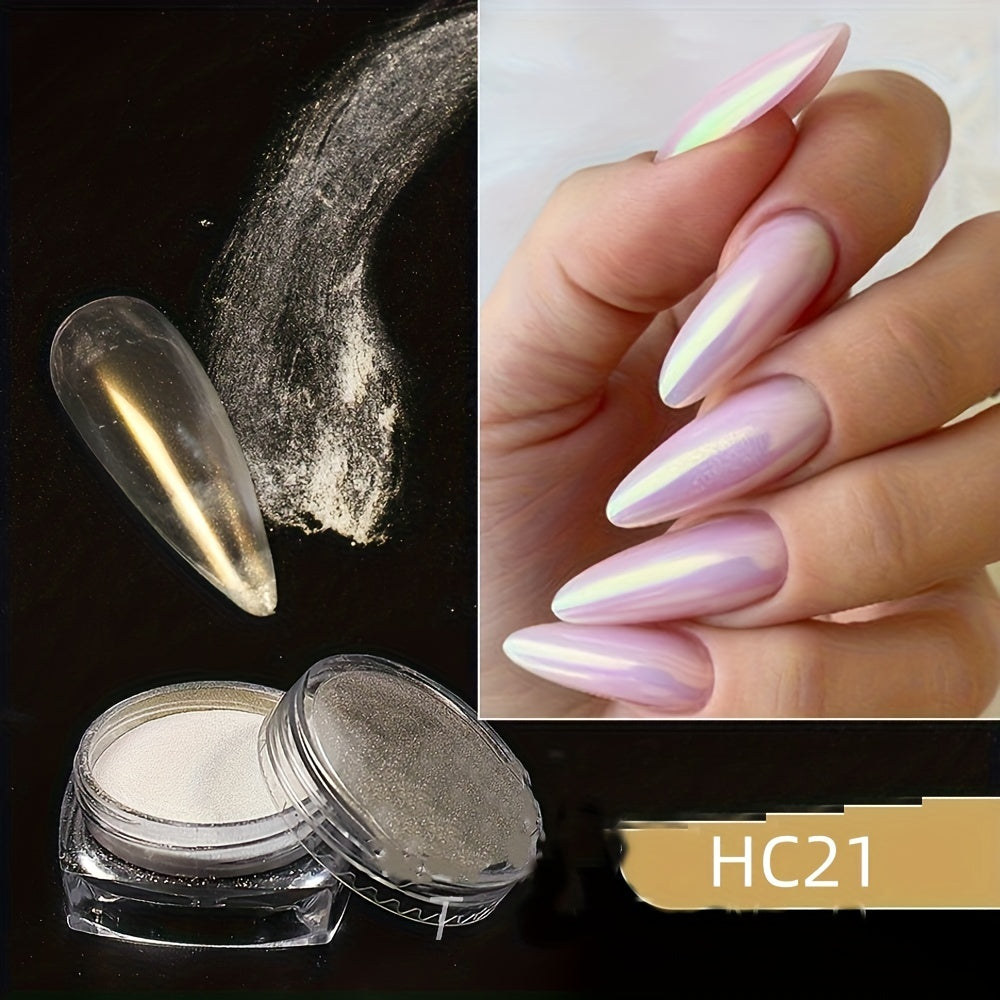 Nails
Pearl Shell Powder Aurora Iridescent Nails Powder Holographic Chrome Mirror Effect Metallic Nail Powder Manicure Art Decoration Pigment