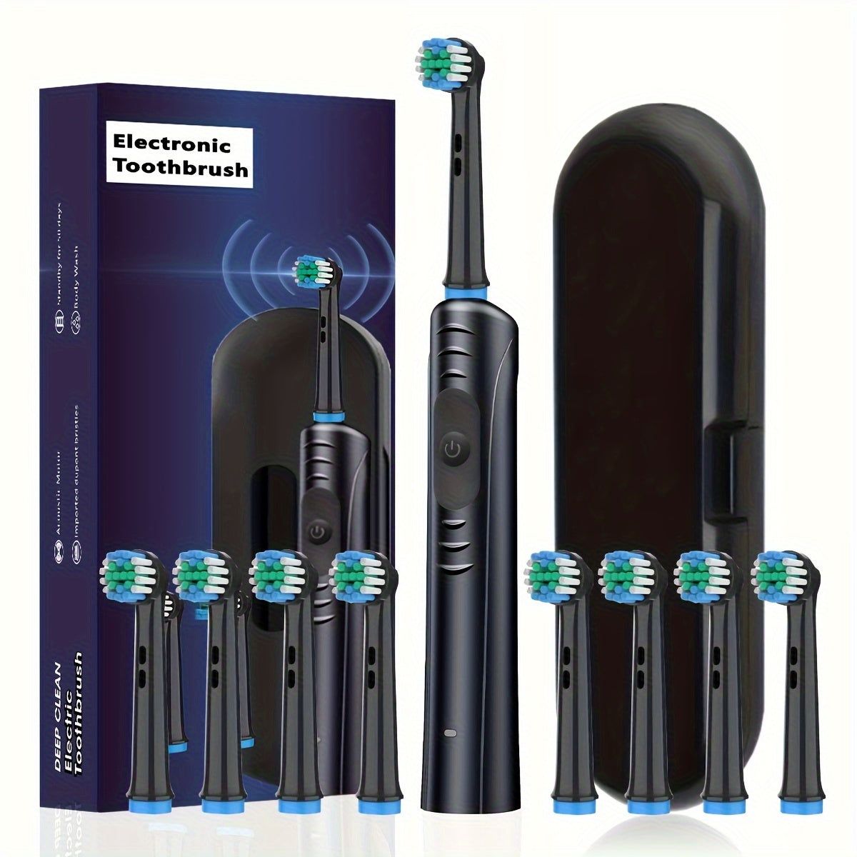 Oral Care
Electronic Toothbrush With 8 Rotating Brush Heads & Travel Case, Round Head Soft Bristle Automatic Toothbrush, Fast Teeth Cleaning father's day gift