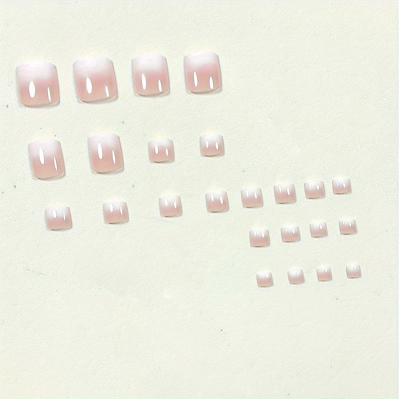 Nails
24 Pieces - Simple Commute Pink and White Graduated Foot Nail Artificial Nails