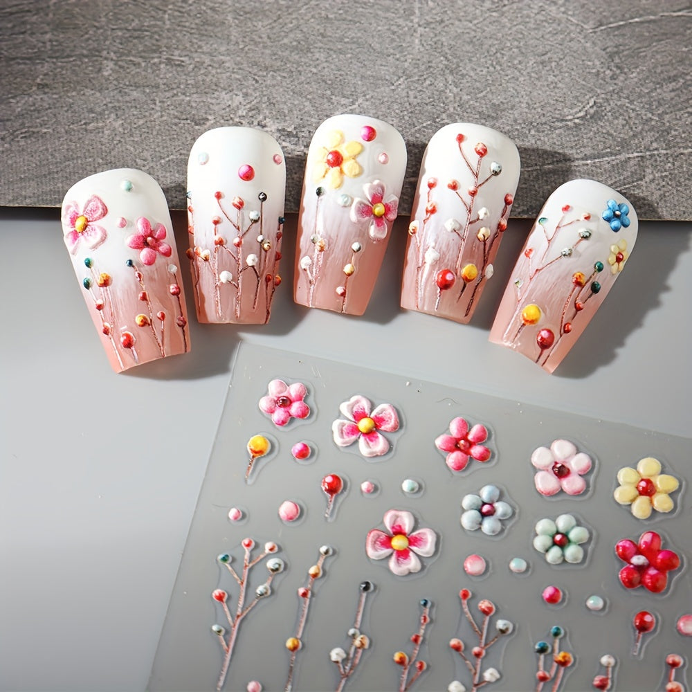 Nails
6pcs 5D Embossed Daisy Design Nail Art Sticker Set, 3D Acrylic Sanding Colorful Floral Decals, Self-Adhesive Nail Art Supplies For Women And Girls, DIY Manicure Supplies