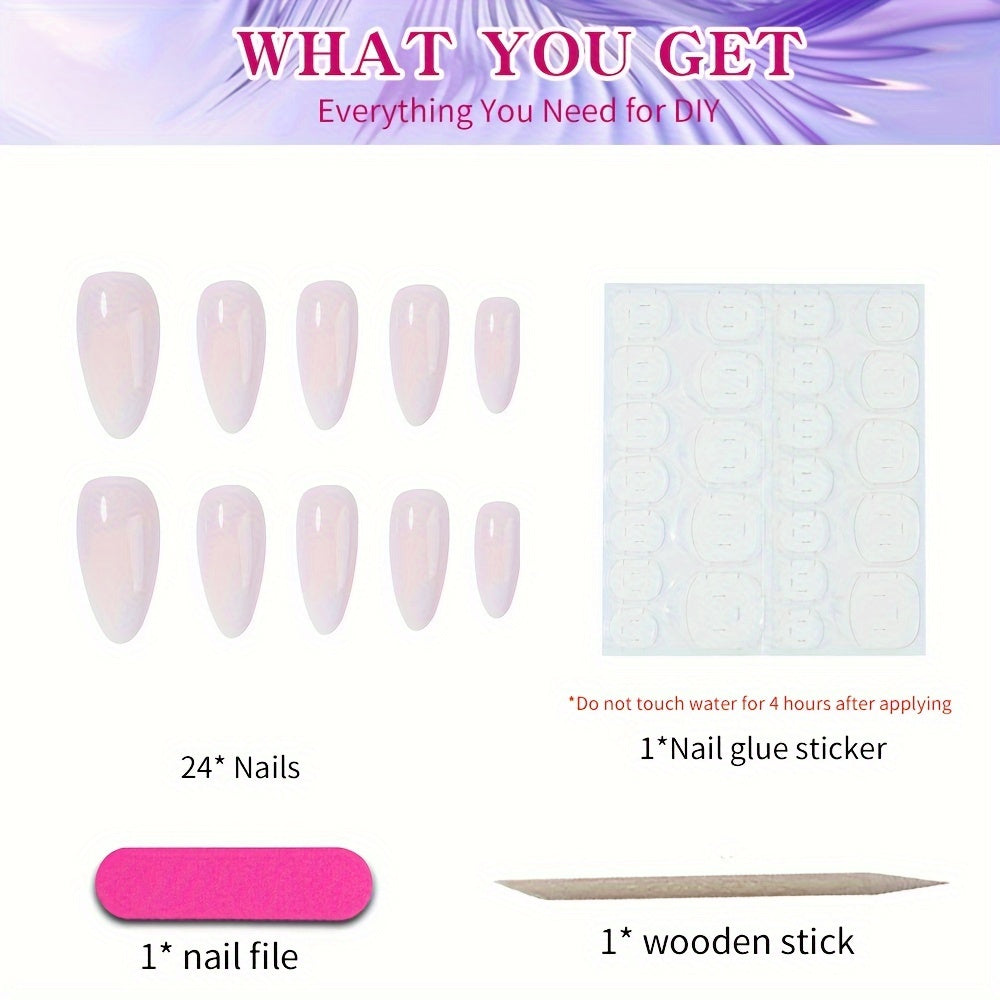 Nails
24pcs Nude Almond Press On Nails, Simple & Natural Gradient False Nails With Jelly Glue, Nail File & Wooden Stick Included For Women, Girls