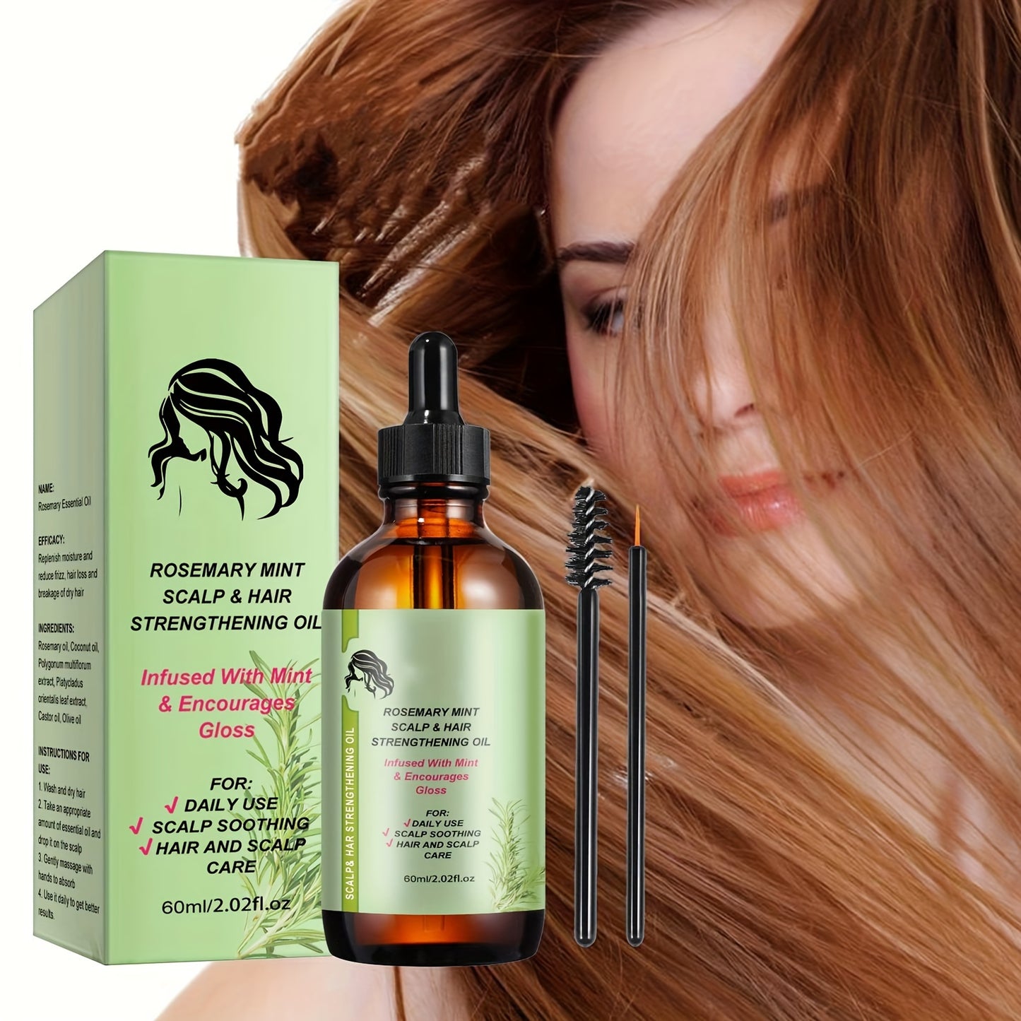 Hair Care
"Strength-Boosting" Rosemary & Mint Scalp And Hair Strengthening Oil - Moisturizing, For All Hair Types, Unisex Oil Scalp Massager