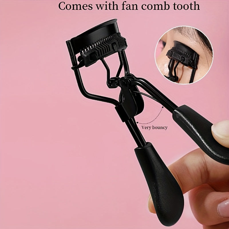 False Eyelashes
Classic Hypoallergenic Fan Comb Tooth Eyelash Curler - Portable Makeup Tool with Spring Device and Soft Elastic Rubber Pads - No Battery Required