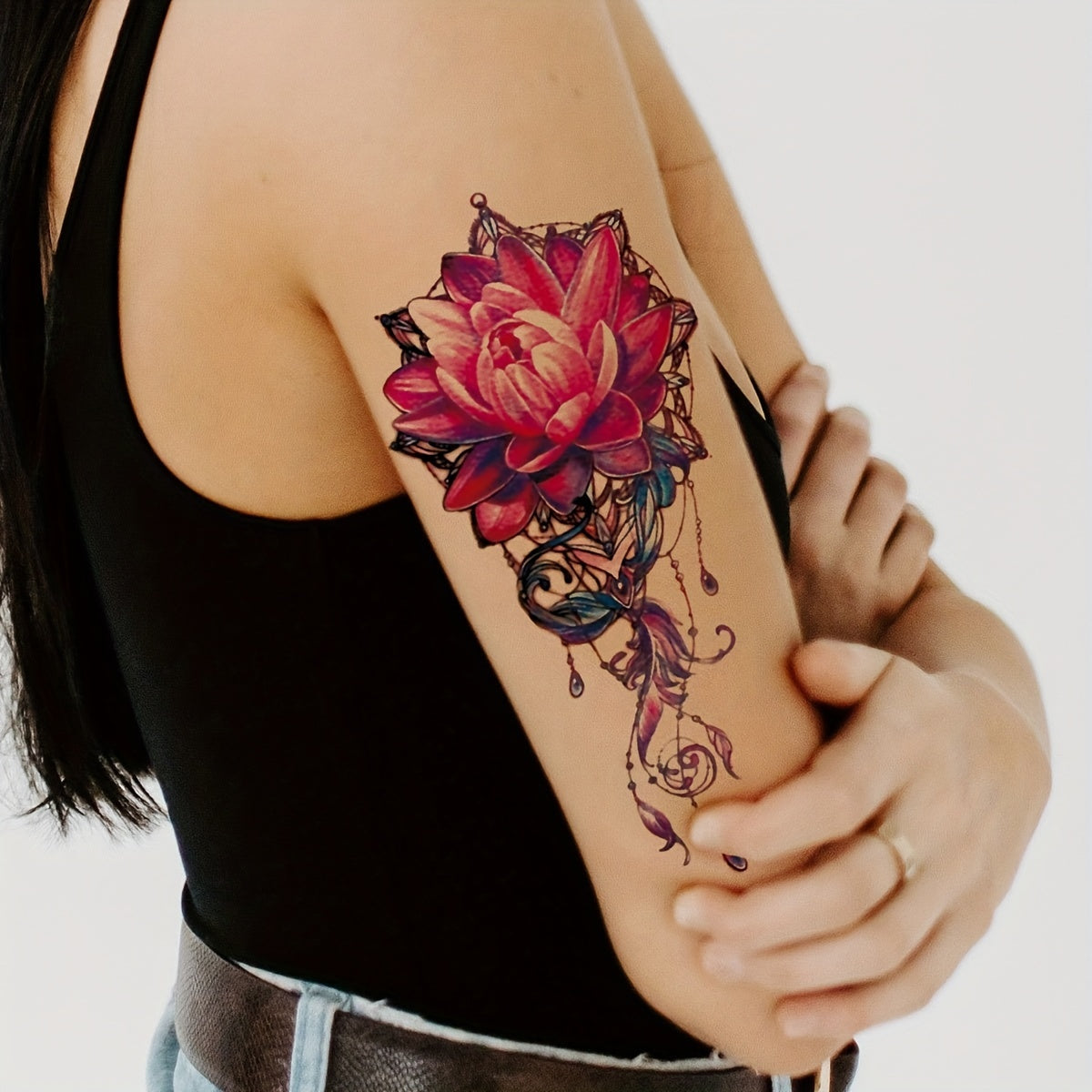 Temporary Tattoos
1 Sheet Temporary Tattoo, Blooming Pink Peony Tattoo Sticker, Waterproof Arm Shoulder Leg Body Art