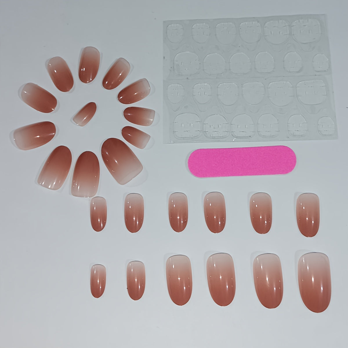 Nails
24pcs Medium Oval Press On Nails, Gradient Fake Nails,Full Cover Gloss False Nails For Women And Girls Including Nail File And Jelly Glue