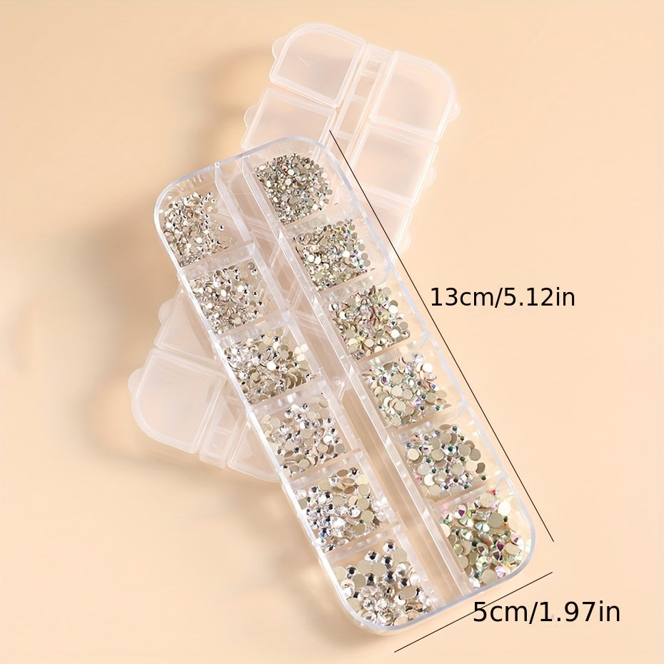 Nails
1 Box White AB Nail Rhinestones Set Flatback Crystal Gems 3D Shiny Nail Art Charms Stones Decoration Manicure DIY