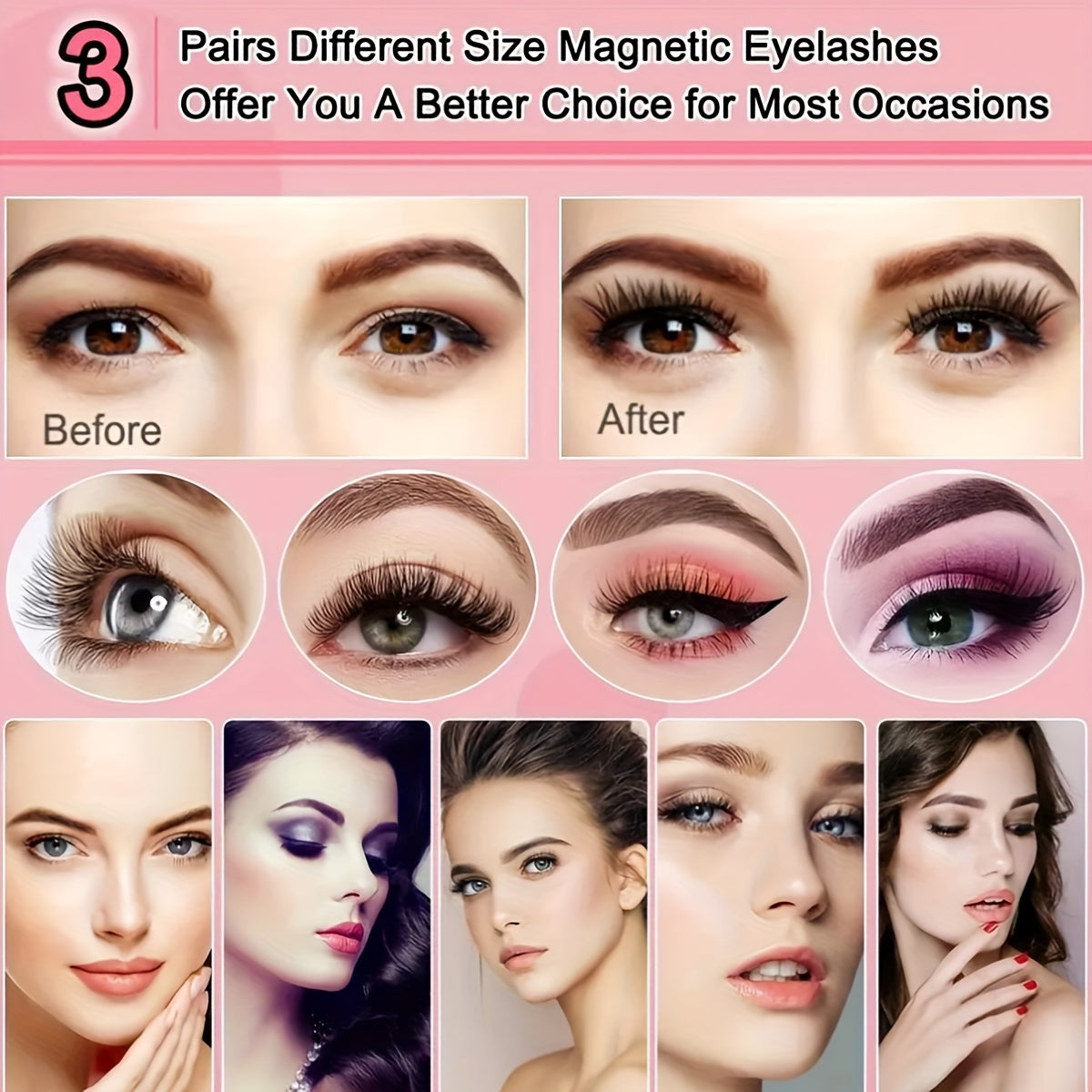 False Eyelashes
Magnetic Magnetic Lashes - 3D Eyelashes with Cross Pattern, Voluminous, and Natural Style. Suitable for 6-9mm, 10-12mm, and 13-15mm lengths. Perfect for C and D curls. Reusable and no glue required.