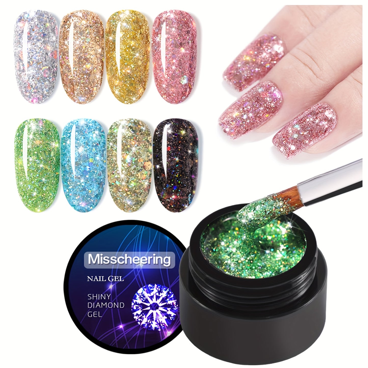 Nails
5ml Chrome Platinum Glitter Gel Nail Polish, Sparkly Shiny UV LED Soak Off Nail Polish, Popular Bright Nail Art Sparkle Glitters Colors gel nail polish For Girls Women