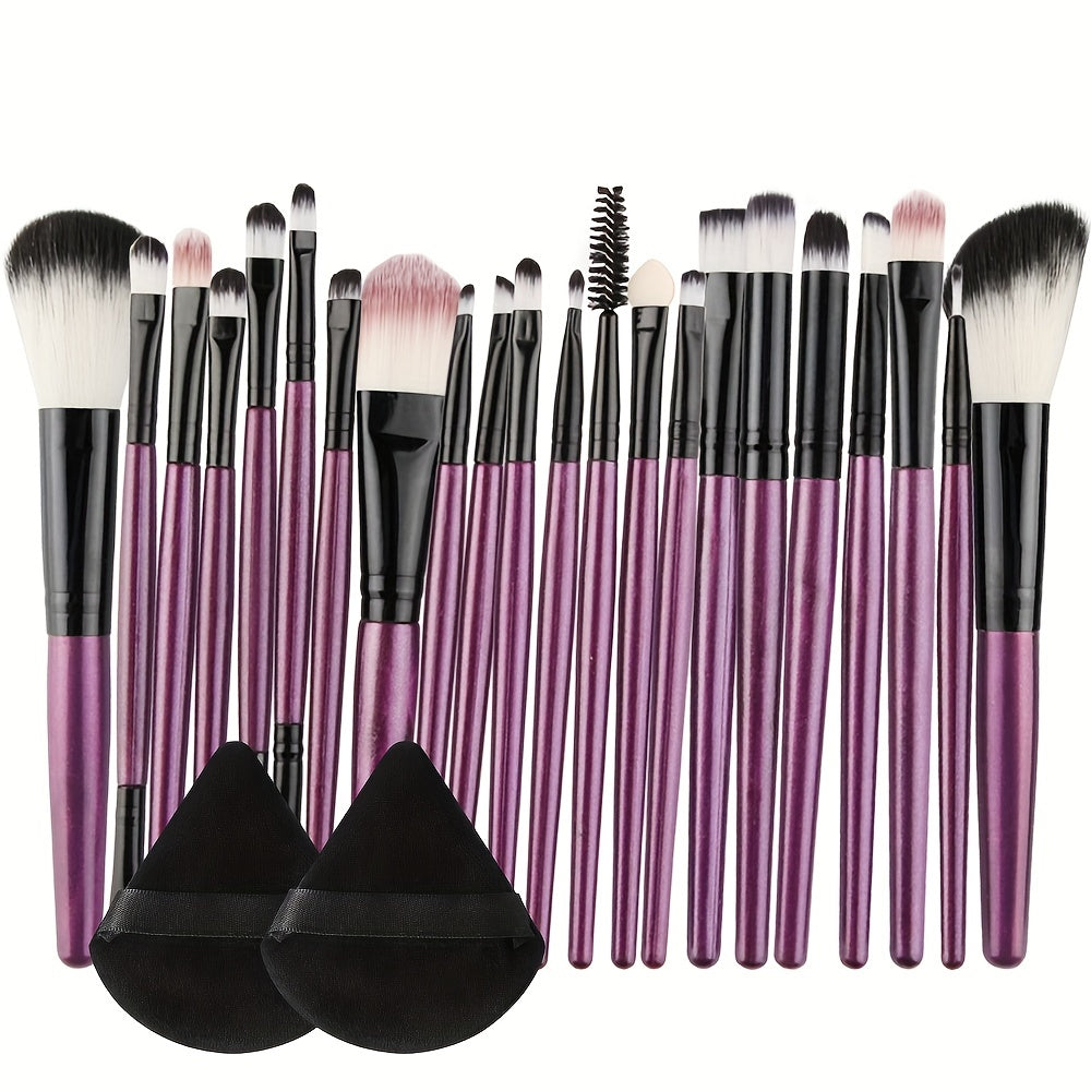 Beauty Tools
22pcs Makeup Brushes Set + 2pcs Makeup Triangle Puffs, Professional Multi-Functional Makeup Brushes Makeup Kit, Foundation Brush, Powder Concealers Eye Shadows Blush Make Up Brushes, Eyelash Comb Brush