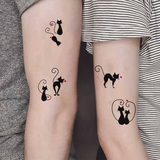 Temporary Tattoos
2 Pcs Cute Heart Black Cat Couple Waterproof Temporary Tattoo Stickers Animal Body Art Hand Arms Legs Waist Men Women Fake Tattoos