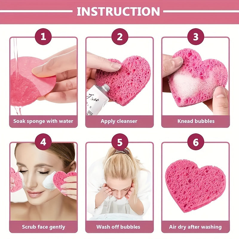 Facial care
50 Pieces Heart-Shaped Facial Sponges With Container - Natural Sponge Pads For Washing, Cleansing, Exfoliating, And Makeup Removal