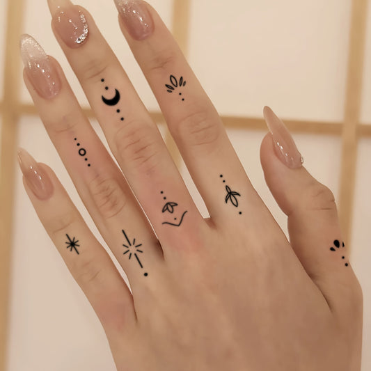 Temporary Tattoos
Japanese Style Minimalist Temporary Finger Tattoos, Fashionable Small Symbols And Totems, Durable 1-3 Days, Easy To Apply Body Art Stickers