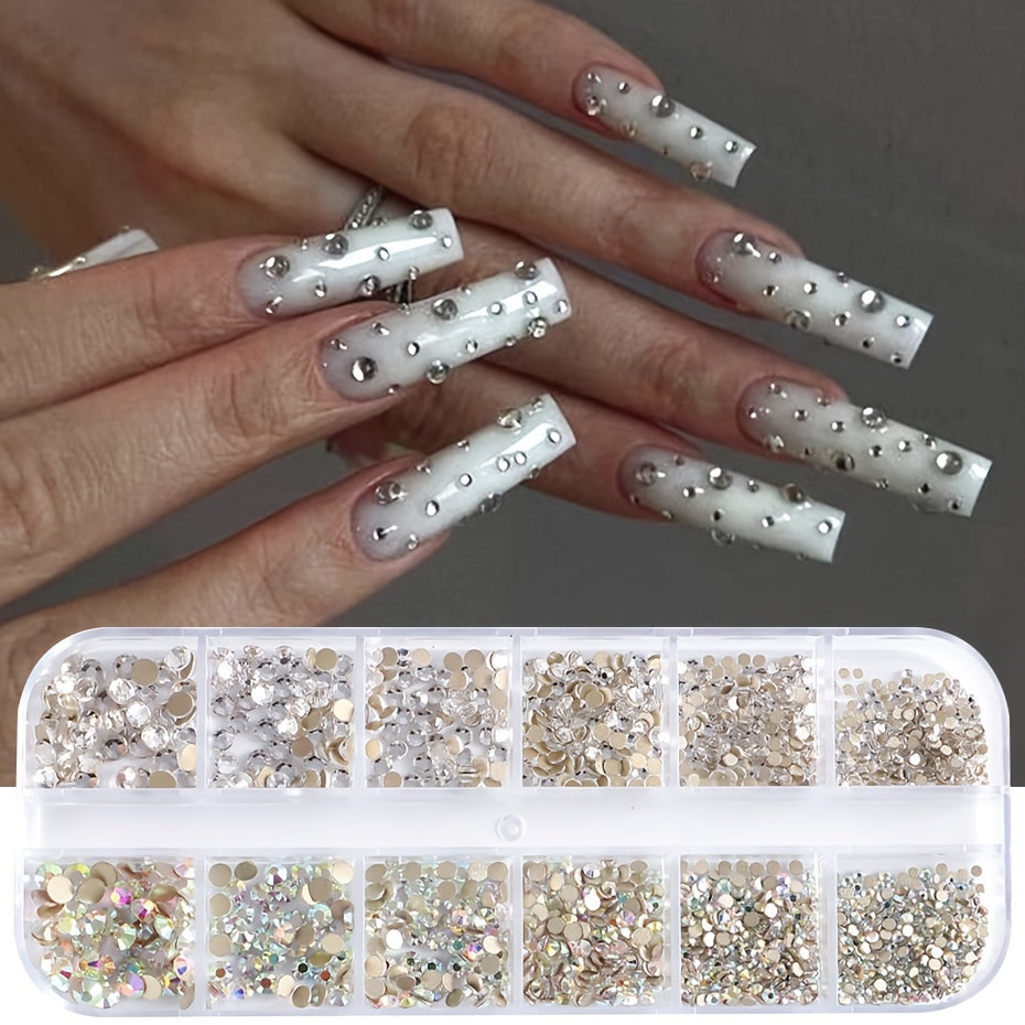 Nails
1 Box White AB Nail Rhinestones Set Flatback Crystal Gems 3D Shiny Nail Art Charms Stones Decoration Manicure DIY