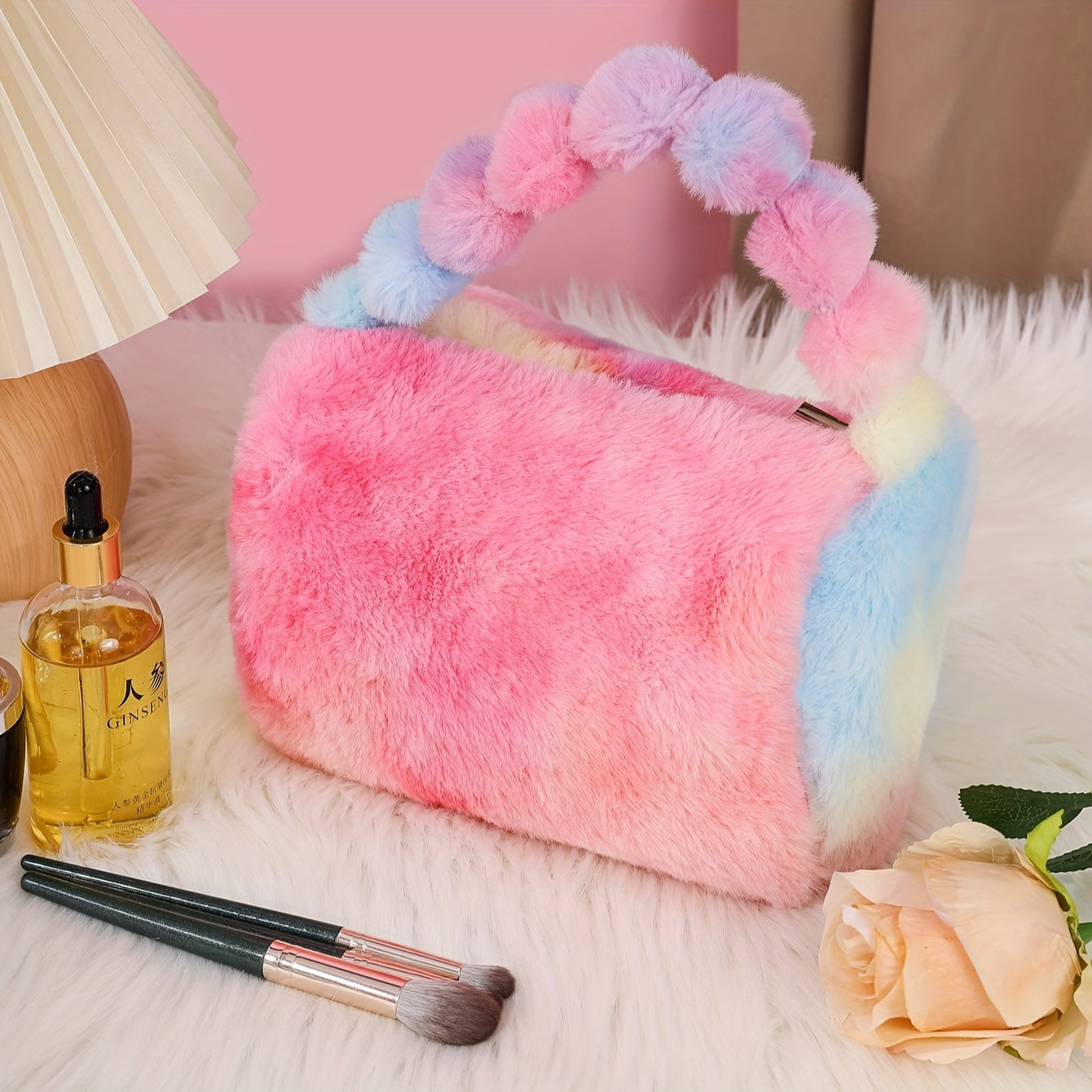 Makeup bags & Storage
Chic Candy-Colored Makeup Bag - Unisex, Foldable Travel Cosmetic Organizer With Handle, Non-Waterproof Polyester