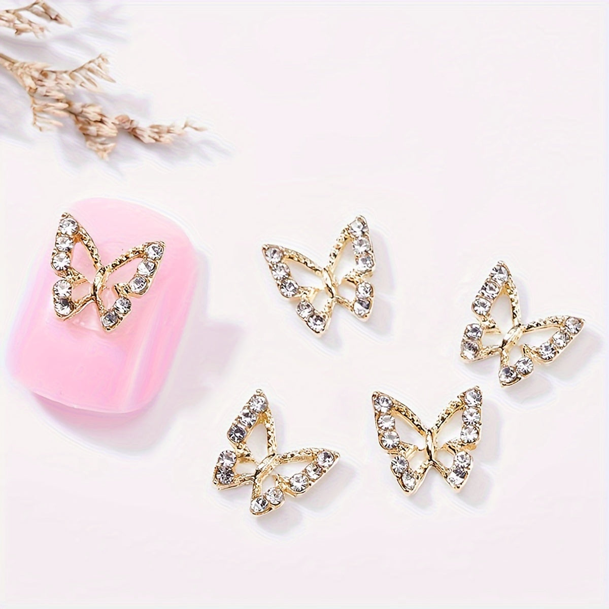 Nails
10pcs, Butterfly Nail Charms With Rhinestones, 3D Alloy Butterfly Nail Gem Accessories, Nail Art Jewelry For Girls Nail Art Crafts Decoration Supplies