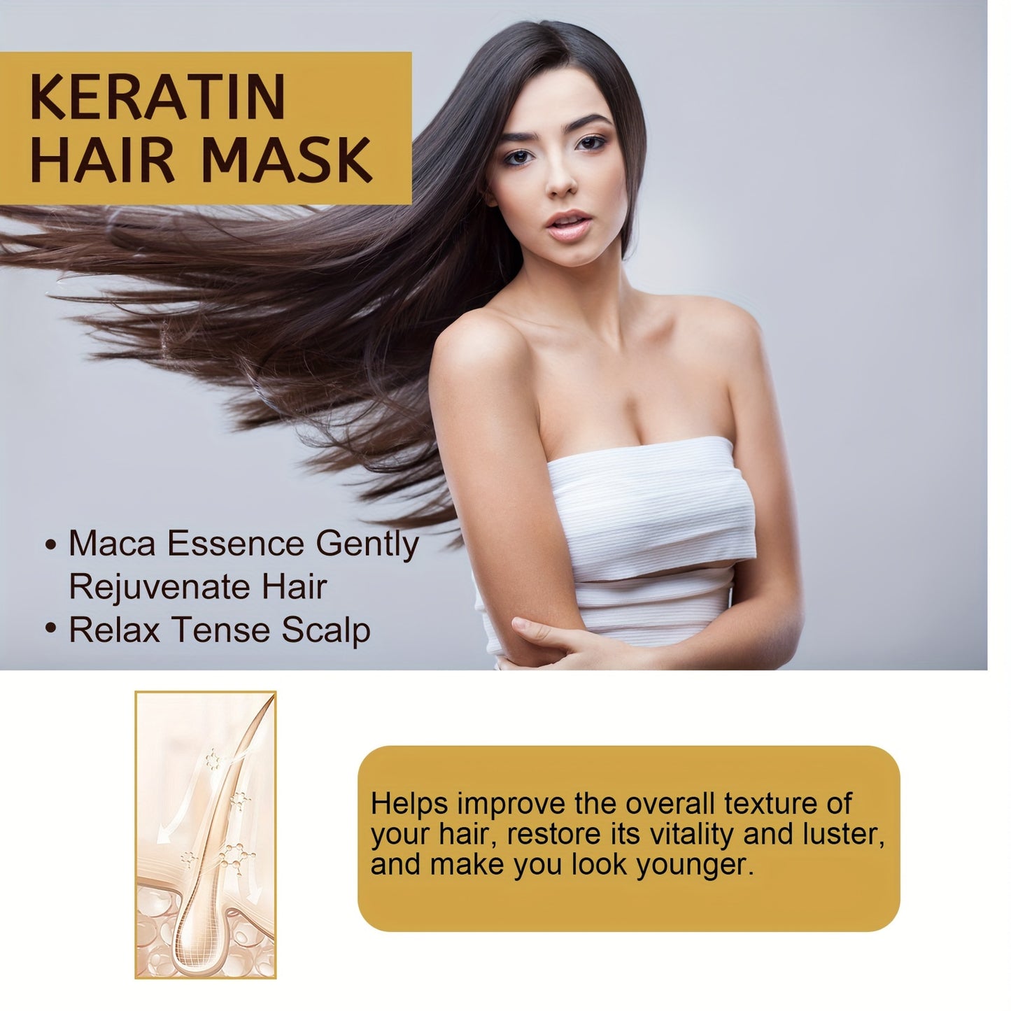 Hair Care
100g Keratin Hair Mask, Deeply Moisturizing Hair Mask, Strengthens Hair, Hair Care Mask