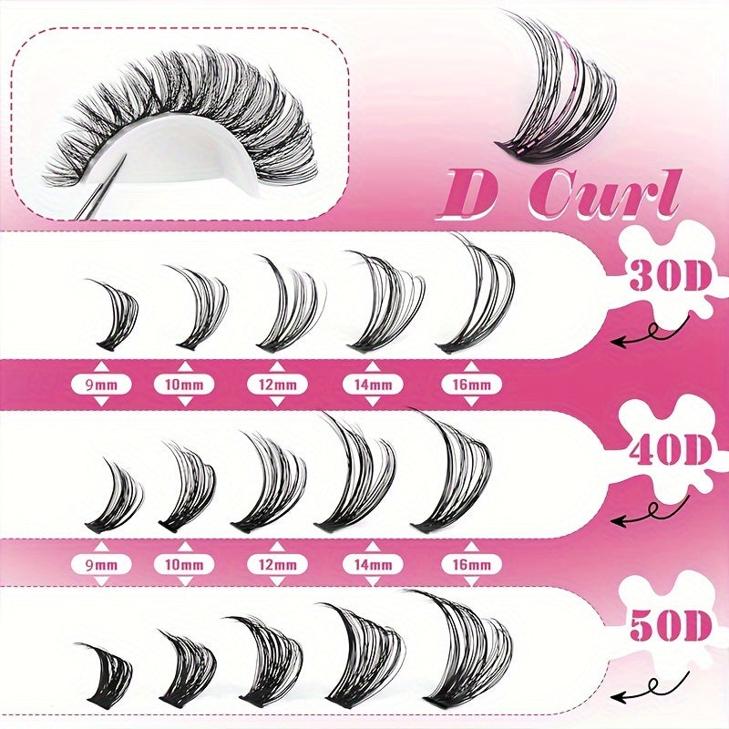 False Eyelashes
DIY Lash Clusters Eyelash Extension Kit 640/280pcs 30D40D50D Individual Lashes, Extra Thick, D Curl 9-16mm Mixed Length Lashes, DIY Eyelash Extension At Home Wispy Manga Lashes Look