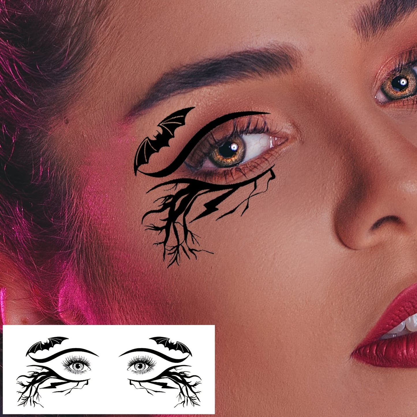 Temporary Tattoos
Halloween Eye Temporary Tattoos (10 Sheets), Spooky Skeleton, Pumpkin, Cat, Bat, Spider & Web Designs for Costume Makeup, Festive Party Face Stickers