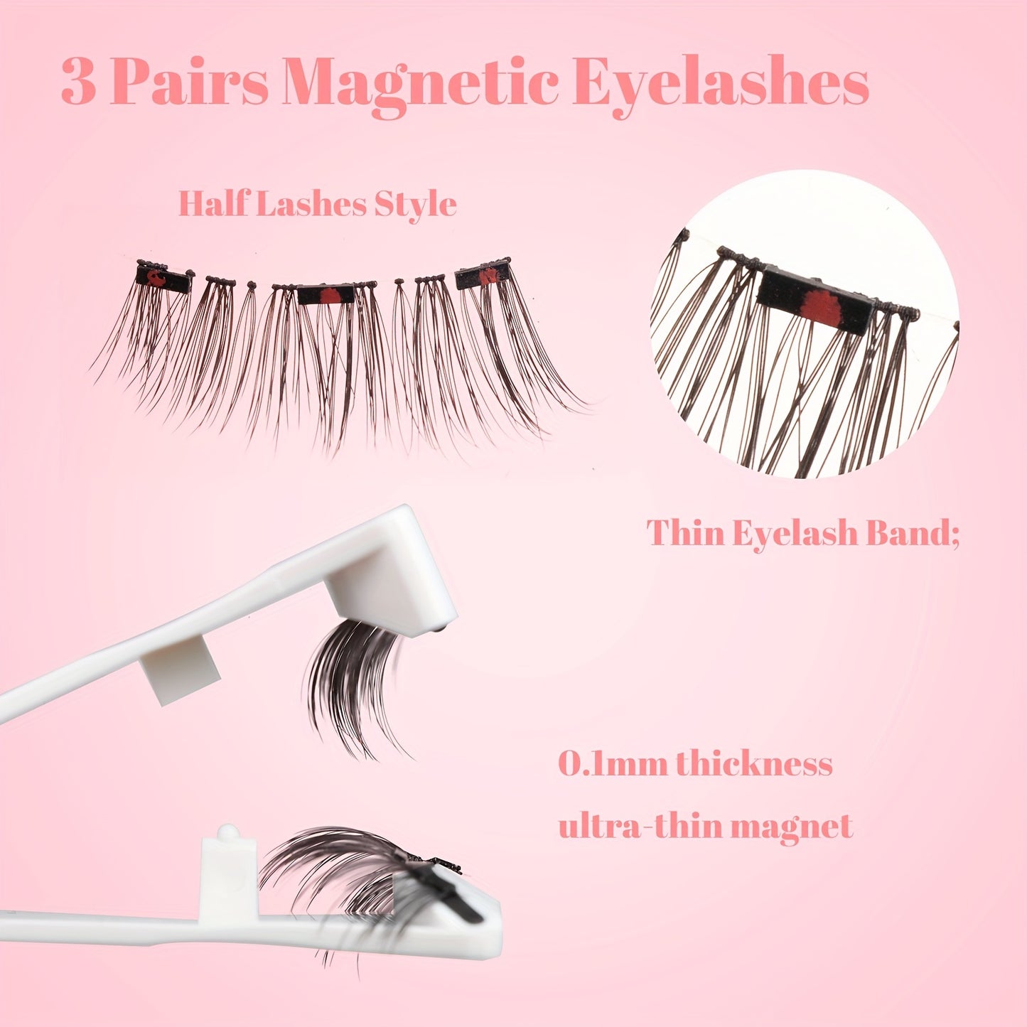 False Eyelashes
Ultra-Thin Magnetic Eyelashes Kit - 20Mm, Lightweight & Reusable 3D Lashes With Applicator, No Glue Needed, Formaldehyde-Free