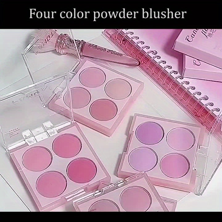 Makeup 4 Colors Blush Palette Low Saturated Powder Compact Soft Color Gradient Matte Vibrant Color Light Pink Purple Blush For Girls