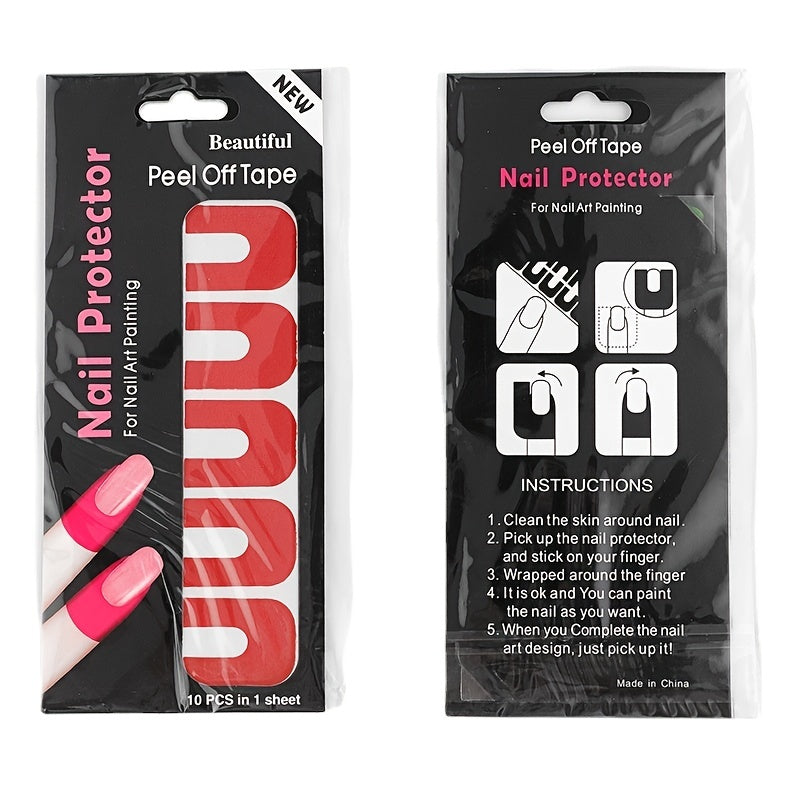 Nails
5 pcs U-Shape Nail Polish Protector for Fingers - Peel Off Cuticle Stickers for Nail Stamping and Manicure - Protects Nails from Damage and Chipping