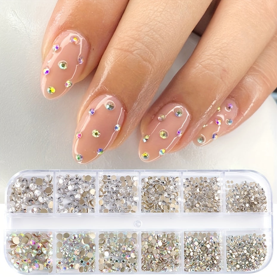 Nails
1 Box White AB Nail Rhinestones Set Flatback Crystal Gems 3D Shiny Nail Art Charms Stones Decoration Manicure DIY