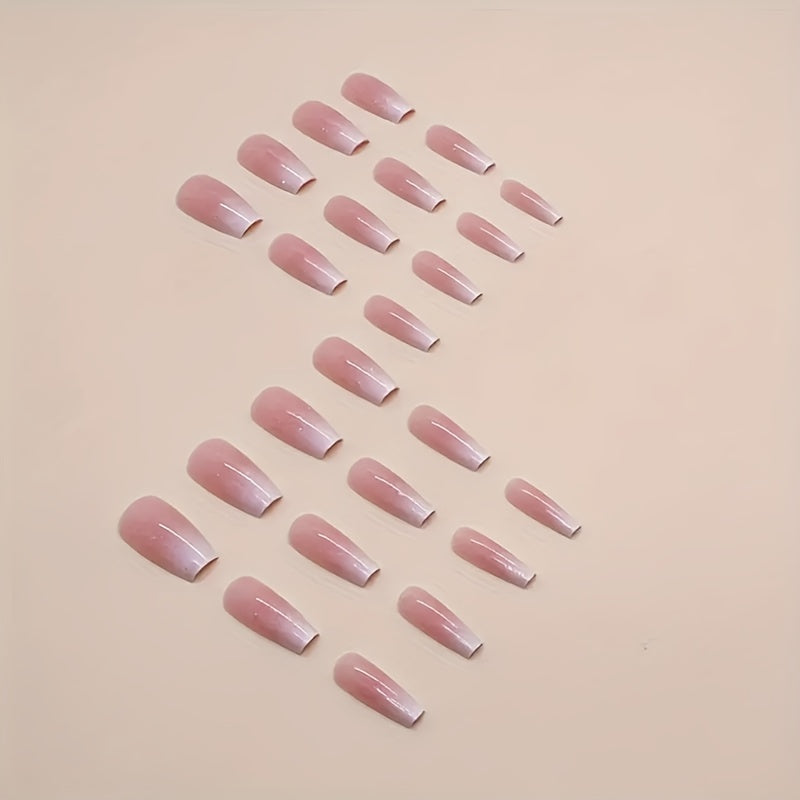 Nails
24 Pcs Ballerina Press On Nails Medium Fake Nails Glossy Acrylic Nails Pinkish White Gradient False Nails Full Cover Glue On Nails For Women Girls Manicure Decorations, Jelly Glue And Nail File Included