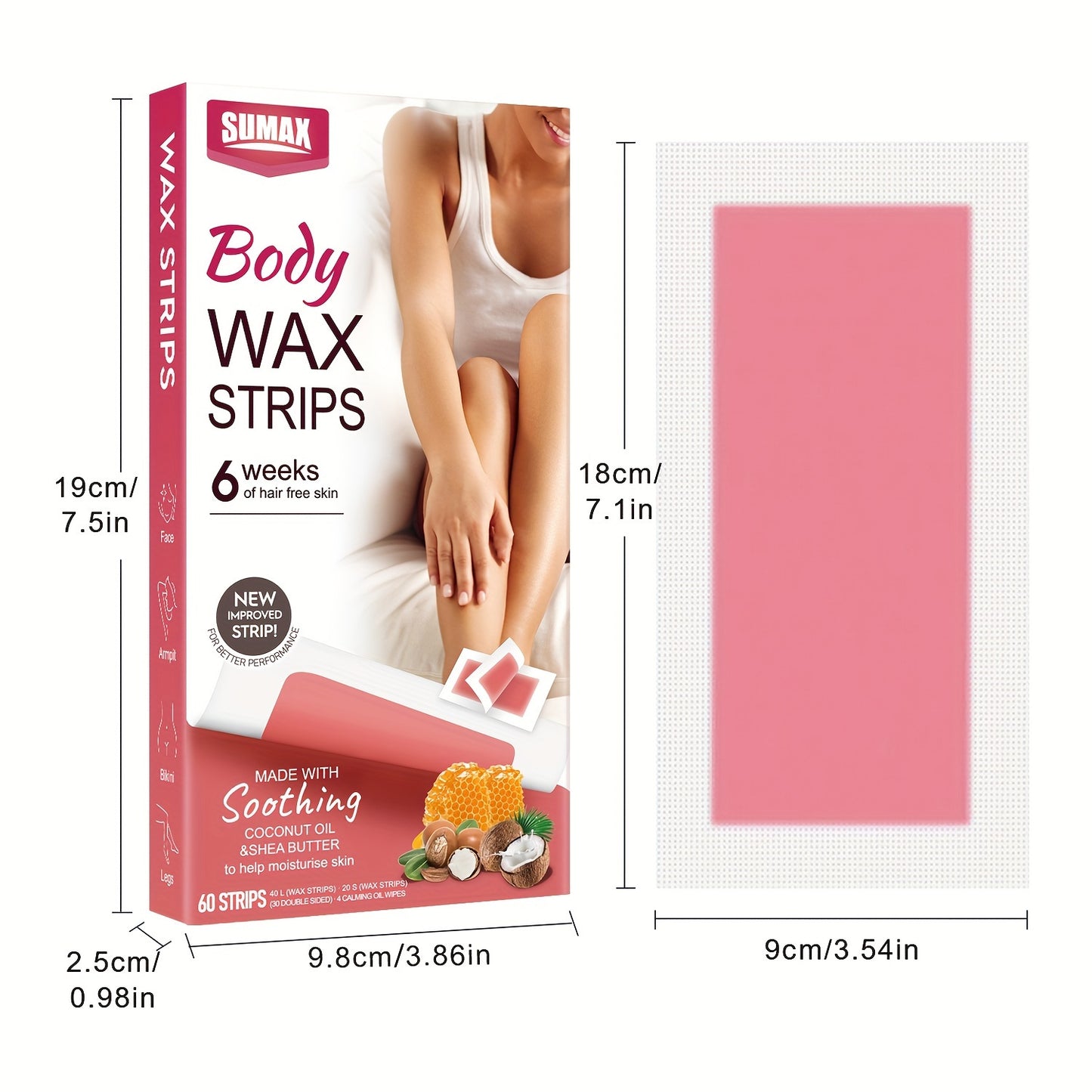 Shave & Hair Removal
60Strips Hair Removal Wax Paper, Suitable For Hands, Bikinis, Armpits, Arms, Legs, And Other Parts, Contains Coconut Oil And Shea Butter, Body Wax Strips