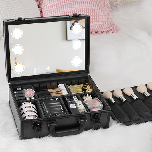 Makeup bags & Storage
Handheld Portable Makeup Case Large Capacity Makeup Artist Cosmetics Nail Art Embroidery Organizer With Mirror With 4 LED Lights Great Birthday Gift For Women