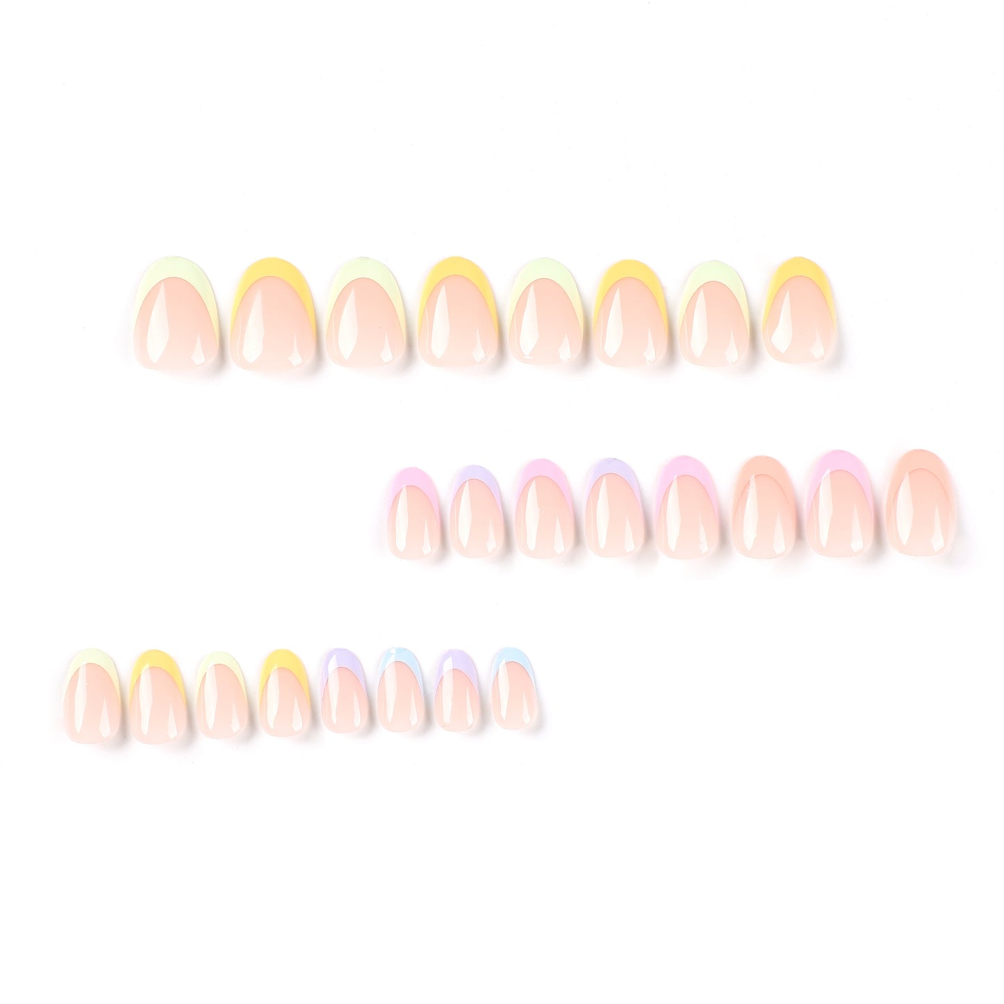 Nails
24pcs Short Oval Press On Nails, Rainbow Collection French Tip Acrylic Nails, Glossy Colorful Full Cover Acylic False Nail For Women And Girls