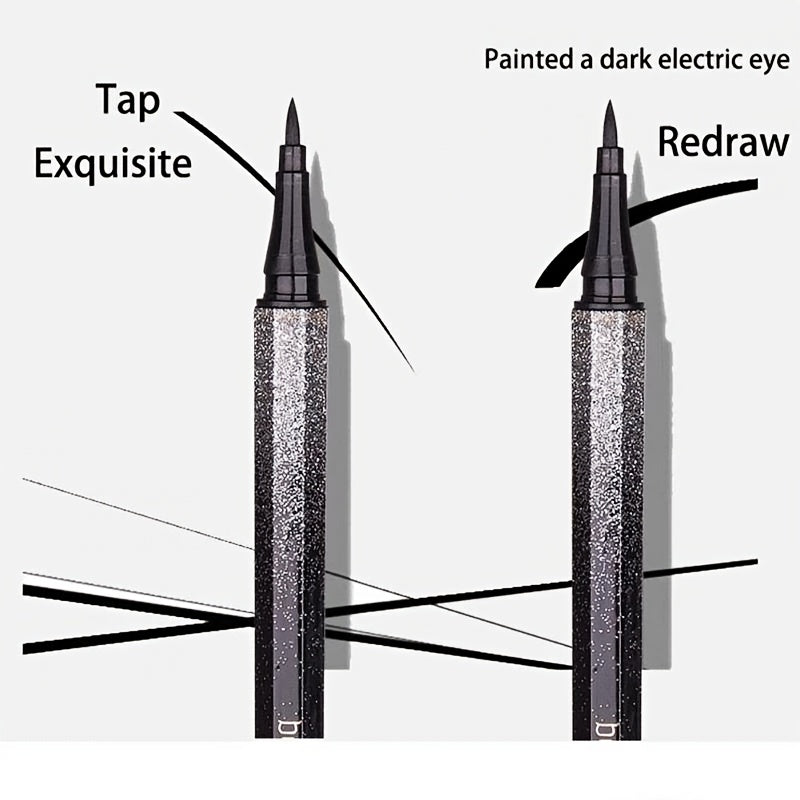 Makeup 1pc Long-Lasting Waterproof Black Starry Sky Eyeliner Pen with Sponge Tip - Smooth and Quick-Drying for Beautiful Eye Makeup